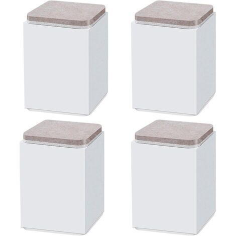 (Blanc 10cm) 4PCS pieds de support de meuble, booster en acier carbone auto-adhésif, carré 6x6cm, pour canapé, lit, meuble TV, booster de meuble, hauteur 5cm/10cm, noir/blanc/marron (1/3)