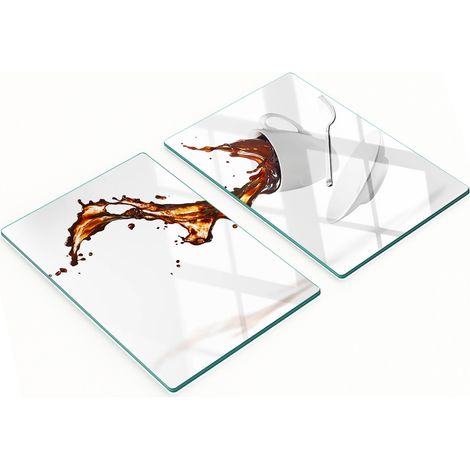 Tablas de servir de cristal para cocina con estampado de caf茅 derramado, 2x40x52 cm.