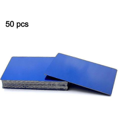 50 cartes de visite en métal (alliage d'aluminium) vierges pour gravure laser, personnalisables, 10 couleurs au choix.-86mm x 54mm x 0.2mm-Dark blue (1/3)
