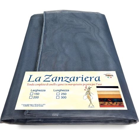 TENDA rete zanzariera MARQUISETTE da esterno piombata in 8 misure diverse unito GRIGIO Cm. 200 x 300
