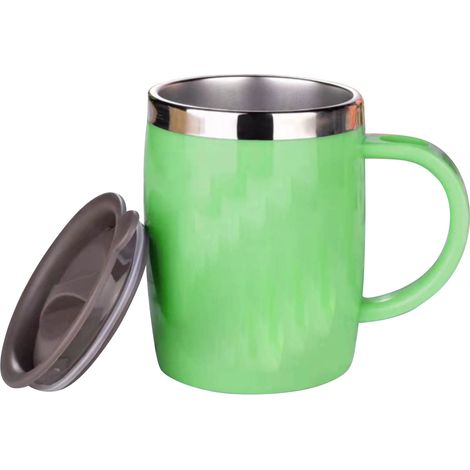 Kaffeebecher aus Edelstahl 304 mit Deckel, bruchfest, hübsch für Büro und Zuhause, 420 ml, grün (1/5)