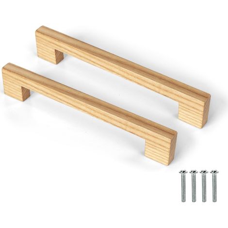 Lot de Poignées en Bois de Hêtre Massif Style Simple et Moderne pour Armoire Porte Tiroir Commode (2pcs, 160MM) (1/5)