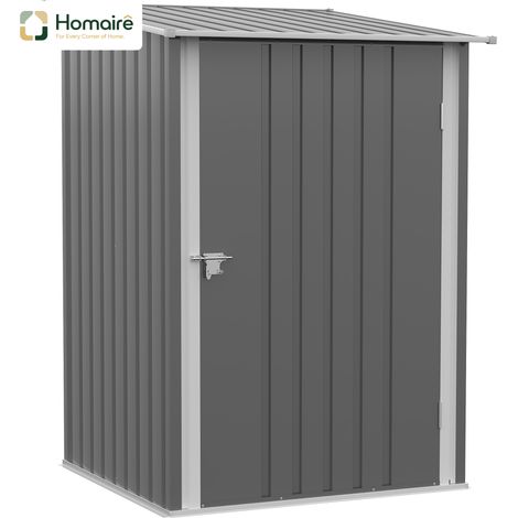 HOMAIRE Stahl Gartenschrank abschließbar mit Pultdach, grau