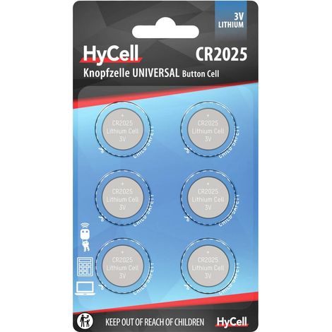 HyCell Batteria a bottone CR 2025 3 V 6 pz. 140 mAh Litio CR2025