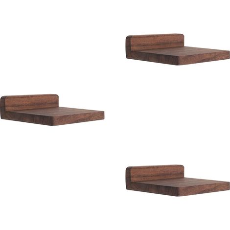 Lot de 3 étagères flottantes carrées en Bois, Style Compact, pour Petits Objets, décoration Murale à Suspendre pour Chambre à Coucher, Salon, 12,7 x 10 x 4 cm (Noyer) (1/5)