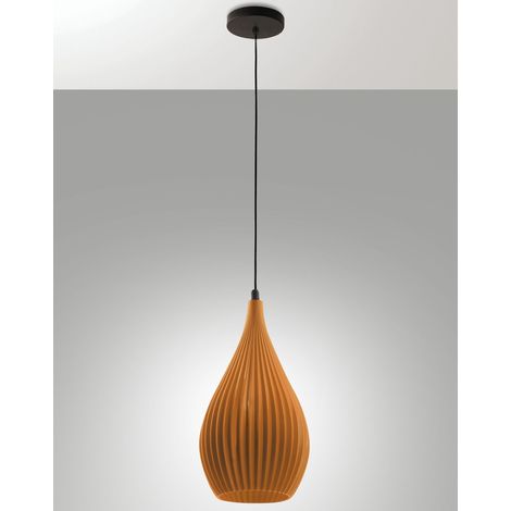 Lampada a Sospensione Lisa in Metallo e Plastica Vegetale - Senape, Attacco E27, Struttura Elegante e Sostenibile, IP20, 230V - Linea Design