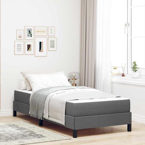 Boxspringbett mit Matratze Dunkelgrau 90 x 200 cm Stoff