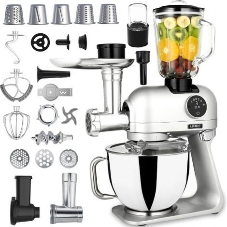 Robot da cucina planetario multifunzione Yoer, 2200 W, ciotola da 5,5 l, + 39 elementi