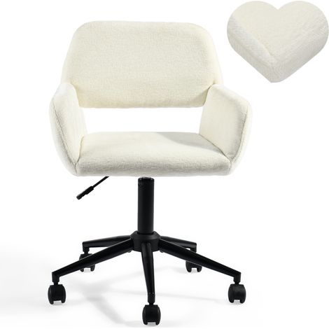 URBAN MEUBLE Chaise de bureau en tissu éponge beige, réglable en hauteur, rotation à 360° (1/5)