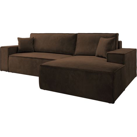 Selsey Farese - Ecksofa mit Schlaffunktion, Cordbezug, braun, rechtsseitig