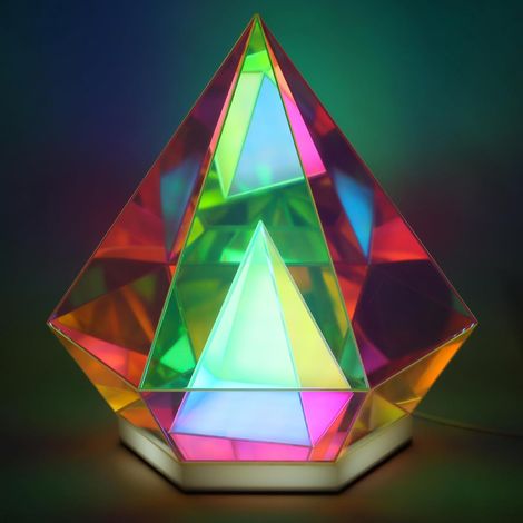 Lampe acrylique pyramidale d'art 3D, lampe de table décorative, lampe tactile à changement de couleur, lampe de nuit moderne colorée rechargeable dans le salon de la chambre à coucher, lampe créative (1/5)