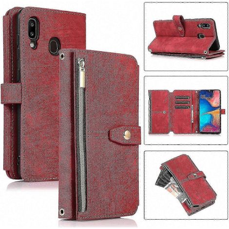 Étui Cuir Premium Galaxy A20/A30 avec Portefeuille 9 Cartes et Fermeture Éclair - Coque Zippée Compatible Smartphone (1/4)