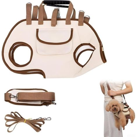 Écharpe de transport réversible pour chien et chat – Sac à bandoulière mains libres avec crochet pour collier – Marche en plein air S, M, L (noir) (1/5)