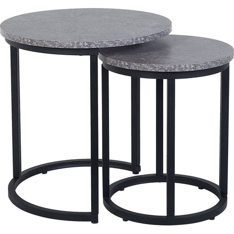 Set of 2 Side Tables DIXIE Grey Concrete Effect