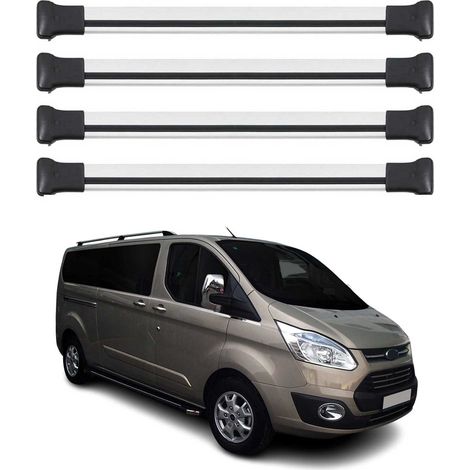 OMAC Barres de toit en aluminium pour Ford Transit Custom / Tourneo Custom I 2012-2023 – TÜV / DIN 75302:2019 – Charge max 75 kg – 2 barres Argent (1/4)