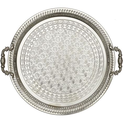 Paris Prix – Plat de présentation rond 42cm en métal inoxydable – Couleur argent – Accessoire de décoration pour pâtisserie