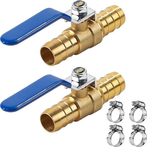 2 Pièces Vannes À Boisseau Sphérique En Laiton, 3/4 Voies Robinet À Tournant Sphérique,Avec 4 Colliers De Serrage, Pour Le Traitement De L'eau, Systèmes De Chauffage (1/5)