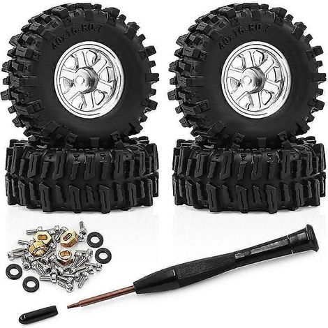 Jante de moyeu de roue en métal de 0,7 pouce avec pneus en caoutchouc de 40 mm pour voiture RC tout-terrain AXIAL SCX30 à l'échelle 1/30, pièces détachées blanches pour mini voiture RC tout-terrain (1/5)