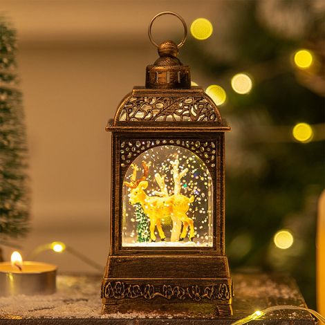 Lanterne De Noël - Lampe De Bureau Avec Base Remplissable D'Eau - Éclairage À Led Chaud - Alimentée Par Piles - Pour Table Ou Cheminée - 5,5 X 2,8 X 2,8 Pouces - 50 Ml (1/5)
