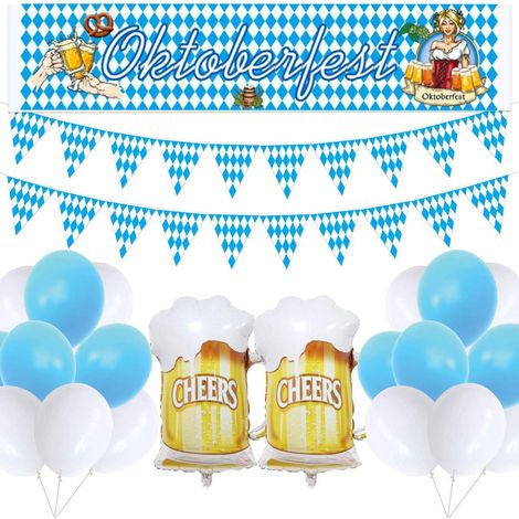 Banderas, globos, cerveza, Oktoberfest, cervecería, conjunto, guirnalda, decoración (1/5)