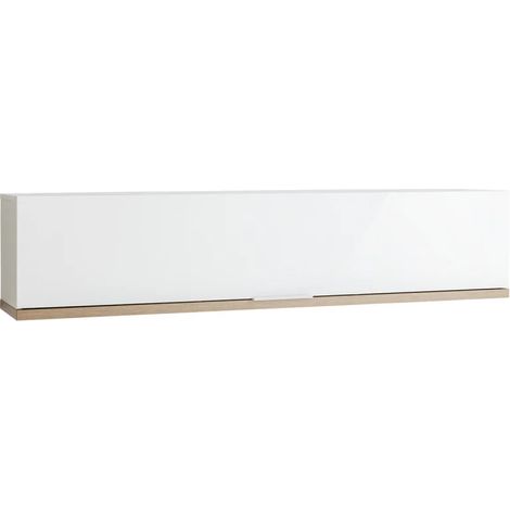Caisson mural réversible 150 cm décor chêne et blanc laqué - VERONICA (1/5)