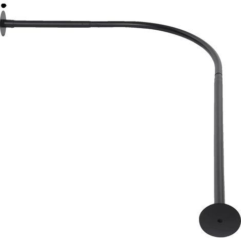 Barra para cortina de ducha en forma de L, diseño ajustable, acero inoxidable duradero, color negro. (1/2)