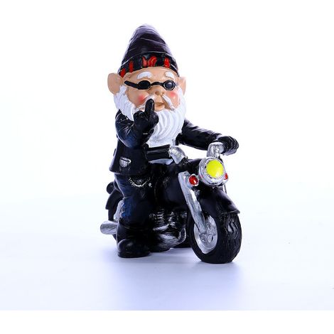 Nain de jardin à moto, figurine en résine, décoration de jardin amusante (1/5)