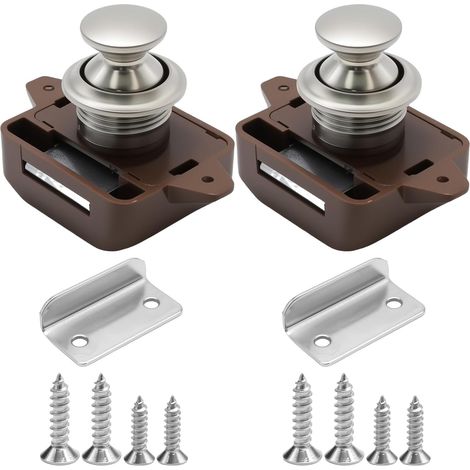 Lot de 2 serrures de meubles en alliage de zinc - Serrure sans clé - Convient pour serrures de camping-car, tiroirs, portes d'armoire, yachts (1/5)