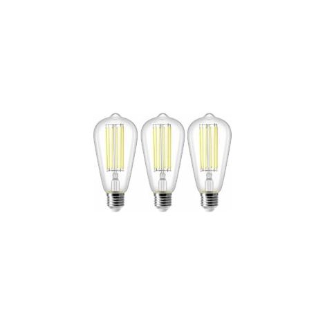 8W E27 ST64 Ampoule LED, Ampoule à Filament Vintage Edison, Equivalent à 80W, Blanc Froid 6500K, 800LM, Rétro Décorative Lampe, Non Dimmable, Lot de 3 (1/4)
