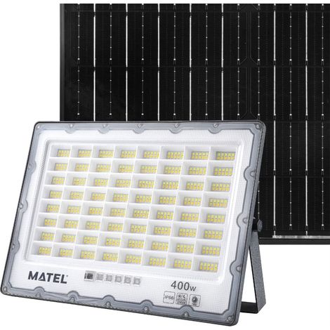 Proiettore LED con pannello solare programmabile e telecomando (400W 3CCT 3000lm) IP65 31,6x22,5cm grigio