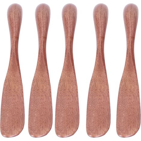 Lot de 5 couteaux à tartiner en bois laqué japonais, manche épais pour confiture, beurre et masque (1/5)