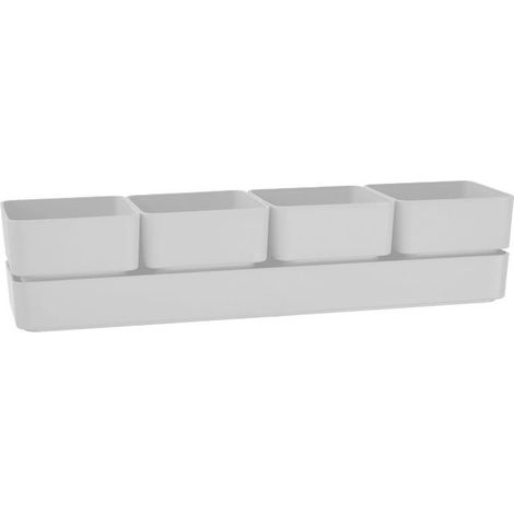 TeraPlast – Jardinière étroite SIERRA – Snow gris clair, plastique, L 38 x l 9 x H 8 cm