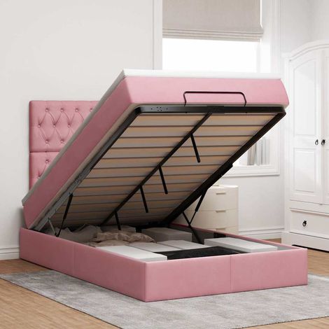 Estructura cama otomana colchones terciopelo rosa 120x190 cm vidaXL (1/5)