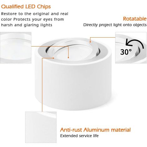 Jeu de 4 spots à LED en saillie Ø80x50mm rond blanc spots de plafond ampoules LED downlight (1/4)