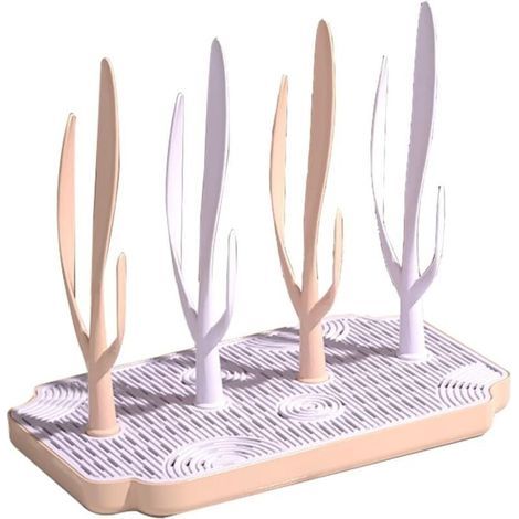 Sèche Biberon Amovible Égouttoir à Biberons et Tétines Étagère de Séchage pour Nettoyage et Rangement Rose (1/4)