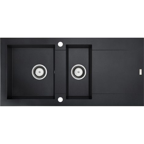 Carea Cuisine & Bain – Évier granit 1,5 bac réversible 105x50x20,5 cm – Résistant aux chocs et rayures – Facile à entretenir – Système de vidage automatique