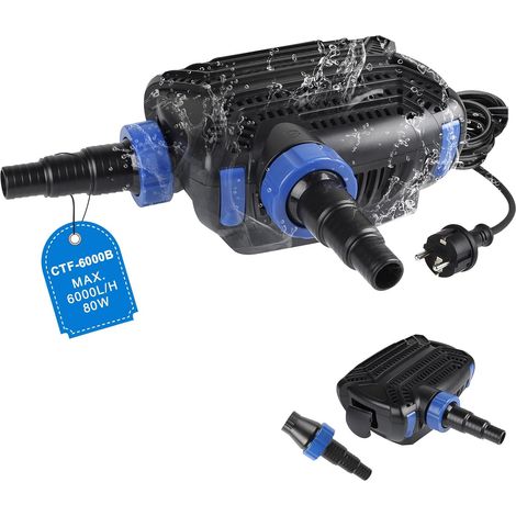 Super ECO Pompe de Bassin 20W max. 3600L/H Pompe Fontaine Exterieur Aquarium Pompe Submersible Pomp Fontain Pomp À Eau avec Filtre & Câble 10M D'économie Pompage pour Piscine Ruisseau Bassin (1/5)