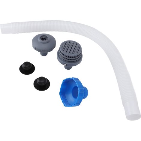 Kits de raccordement pour buse d'eau de piscine, tuyau et adaptateur pour skimmer, ensemble B avec grille de sortie et bouchon pour orifice d'entrée de la buse, pour piscine hors sol. (1/5)