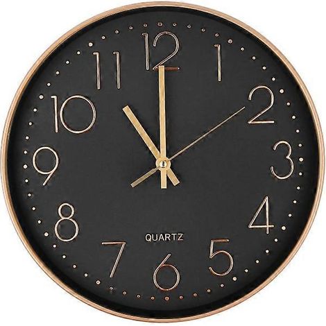 Horloge murale moderne à quartz silencieux de 30 cm, chiffres surdimensionnés, ronde (1/5)