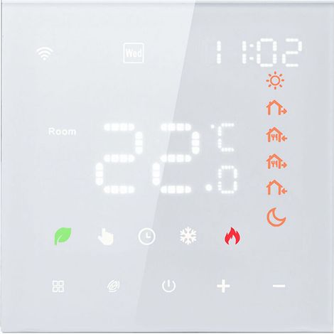 SJLERST Thermostat digital intelligent pour chauffe-eau mural, thermostat programmable à écran tactile LCD 3A pour plancher chauffant
