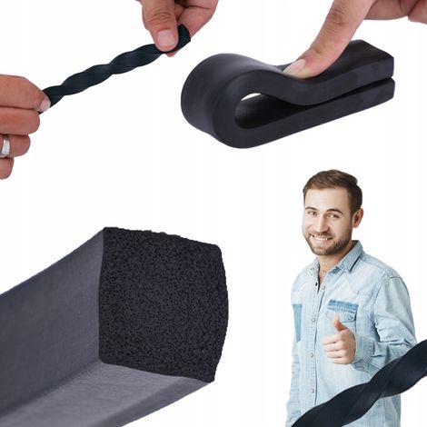Guarnizione in schiuma, gomma porosa, profilo in EPDM, barra piatta, 10x10 mm, isolamento (1/5)
