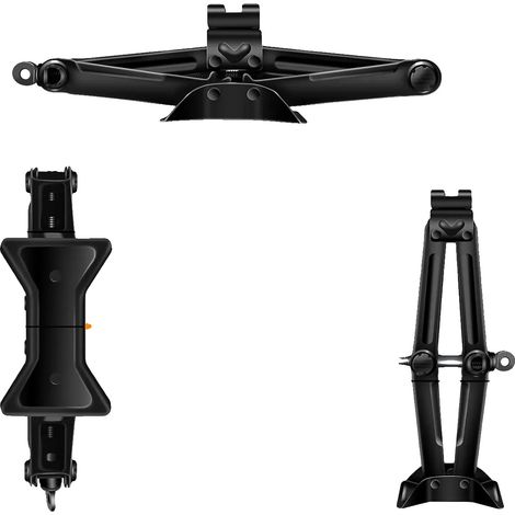 Crick à ciseaux, capacité de charge de 2 tonnes, design compact, noir (1/2)