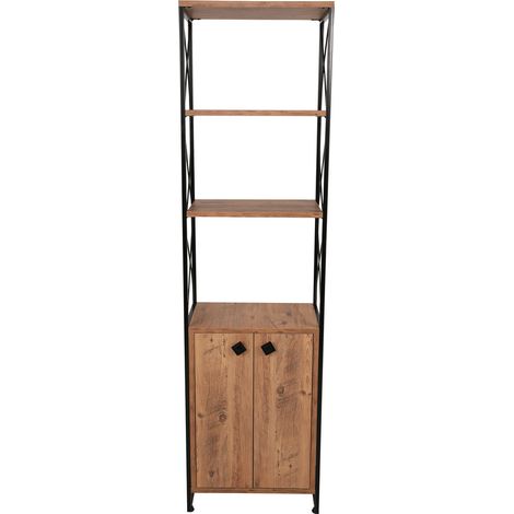 Bibliothèque en bois "Tervel" - 49 x 30 x 180 cm - Marron