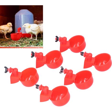 Automatische Geflügeltränke: 6-fach auslaufende Tränken für Geflügel mit POM-Becher und Edelstahlfeder (1/5)