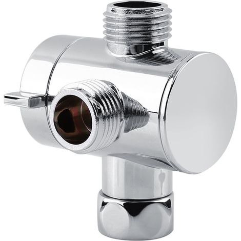 Robinetterie Douchette 3 Voies - Robinet Dérivation pour Douche et Bidet - Raccord G1/2" Mâle/Femelle - ABS et Métal - Finition Chromée - 1 Pièce (1/5)