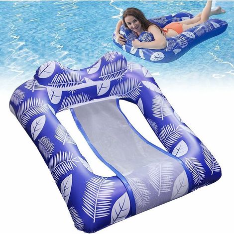 VURAHOME - Aufblasbare Pool-Hängematte, Wasser-Hängematte, Aufblasbare Pool-Hängematte mit Netz, Schwimmende aufblasbare Pool-Hängematte, Wassermatratze für Erwachsene (lila) (1/5)