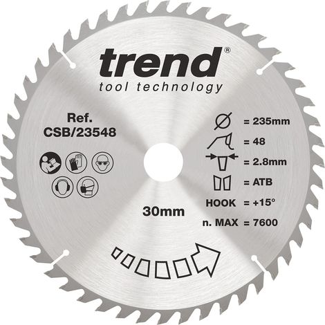 Lame de scie circulaire bois, 235 mm, 48 dents, alésage 30 mm, TCT (1/5)