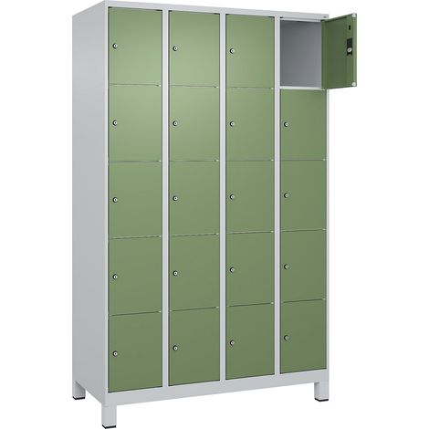 C+P, Vestiaire à 5 casiers Classic PLUS, 4 compartiments, gris