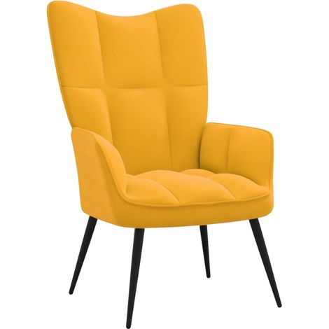 Chaise de relaxation Fauteuil de relaxation Chaise de Salon Relax Intérieur Jaune moutarde Velours DGBDF315078 (1/5)