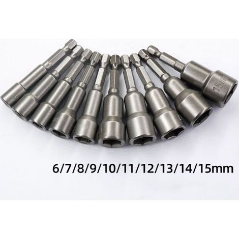 10 Pièces Douille Magnétique Visseuse: Embout Aimanté pour Visseuse à Choc 6-15mm Adaptateur Embouts Douilles Hexagonale (1/3)